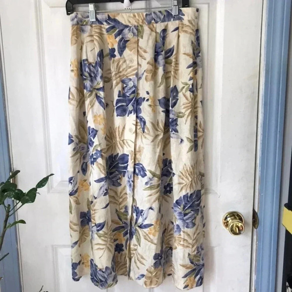 Alfred Dunner Linen Blend Floral Prints Spring/Summer Women Maxi Skirt Size 8 - Picture 1 of 7